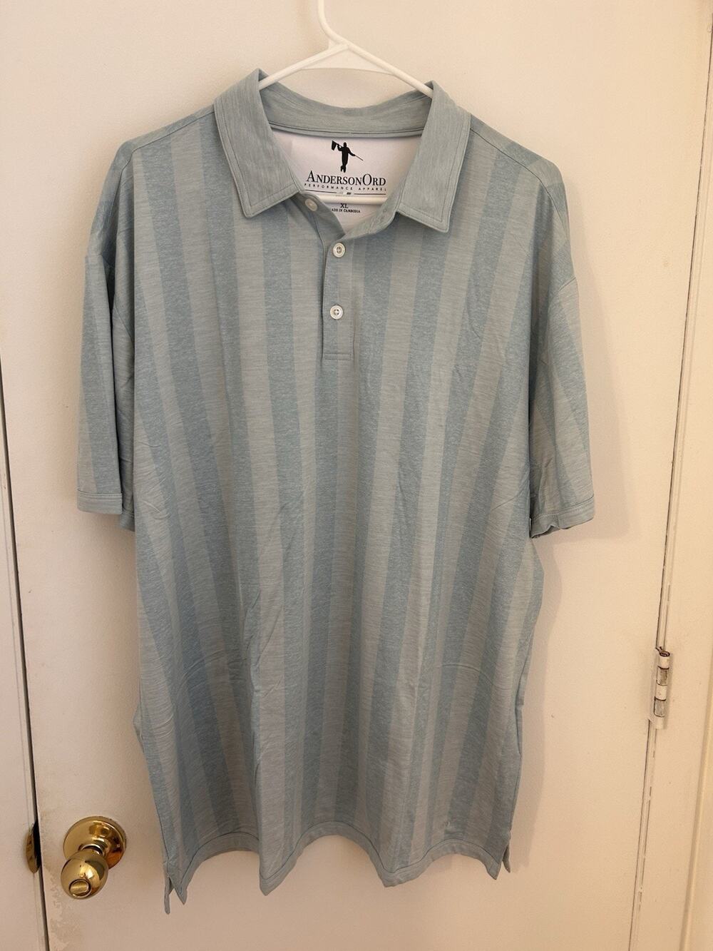 Anderson Ord Athleisure Golf Polo Men's Striped Shirt Skyway Heather XL